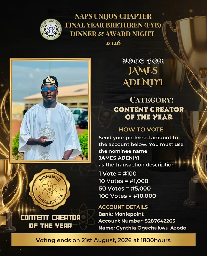 Campaign Flier for James Adeniyi